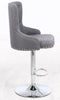 Set of 2 Grey Linen Button Detail Premium Monteray swivel Bar Stools (GREY)