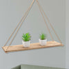 1/2X Wooden Hanging Rope Shelf Wall Mounted Floating Shelf Storage Rustic