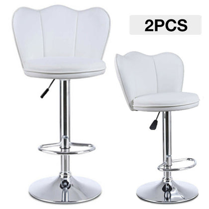 2 x Faux Leather Breakfast Bar Stools Gas Lift Home Kitchen Swivel Chairs White