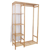 Wardrobe Clothes Cupboard Hanging Rail Storage Shelves with Wood Frame and Cover