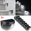 8 PCS LED SOLAR POWER GARDEN FENCE LIGHTS WALL OUTDOOR SECURITY LAMPS COLD LIGHT