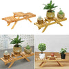 2Pack Bamboo Plant Pot Stand Holder Flower Display Shelf Garden Patio In/Outdoor