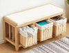 Painted Wooden Hallway Bench Seat 3 or 2 Baskets Pull-Out Storage Cushioned Top