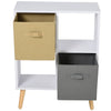 HOMCOM Freestanding 4 Cube Storage Cabinet Bookcase Side Table Unit w/ 2 Drawers