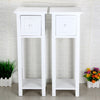 New Pair of Tall Slim Bedside Telephone Tables Narrow Bedroom Hallway Wood White