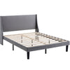 Upholstered 4ft6 Double Size Bed Platform Bed Frame with Wood Slat Support Grey
