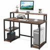 Brown Computer Desk with Hutch and Functional Shelves Study Table Writing Desk