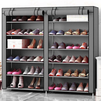6 Tier 36 Pairs Shoe Rack Dustproof Organiser Storage Shoes Cabinet Stand UK