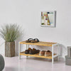 NEW 2 TIER NATURAL WOODEN BAMBOO SHOE RACKS STORAGE ORGANISER STAND SHELF UNIT