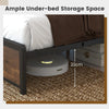 King Size Platform Bed Metal Slatted Support Bed Frame with Bookcase Headboard