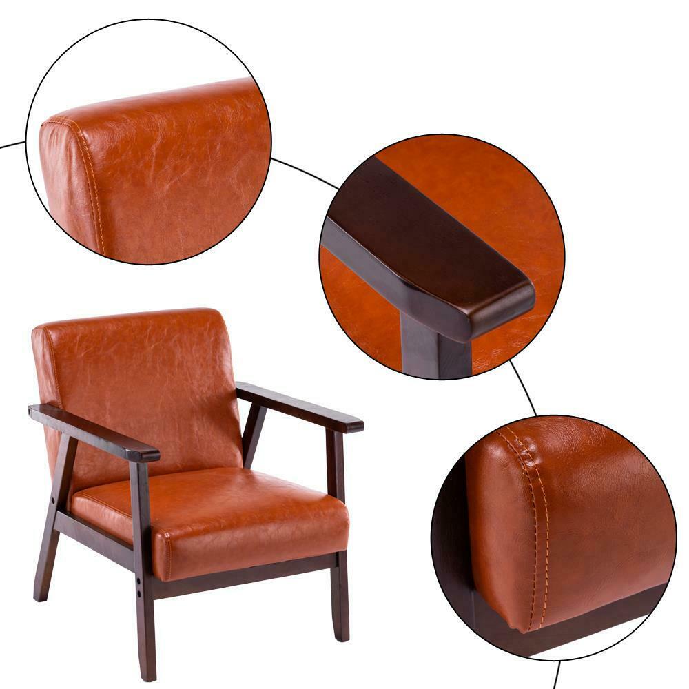 Retro Vintage Leather Armchair Sofa Accent Chair Cafe Seat Bench Bedro