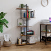Mondeer Industrial Staggered layering 5 Shelf Storage Display Metal Bookcase