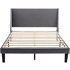 Upholstered 4ft6 Double Size Bed Platform Bed Frame with Wood Slat Support Grey