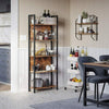 Tall Industrial Bookcase Vintage Display Unit Rustic Slim Storage Shelf Cabinet