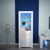 Tall Cabinet Sideboard Unit Cupboard Display- High Gloss Doors LED Lights UK
