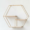 Wall Mounted Storage Shelf Hexagon Metal Wood Floating Storage Rack Display Unit