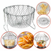 Large Black Non Stick Chip Pan Set Fryer Deep Fat Folding Frying Wire Basket Pot