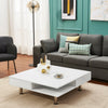 Coffee Table with 2 Drawers Modern Square Home Living Room Table 4 Metal Legs