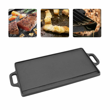 Non-Stick Cast Iron Reversible Griddle Plate Grill Pan Indoor BBQ Hob Cooking