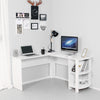 Mondeer White Corner Table L-shaped Computer Desk Workstation Office Study