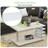 5 Tiers Coffee Table High Gloss Pillar LED Lights Sofa End Table for Living Room