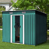 8x4FT Outdoor Storage Garden Shed Sliding Door Galvanised Metal Green Tool House