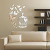 Walplus Mirror Butterflies with Birdcage Wall Sticker Set Room Home Decorations