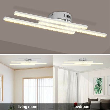 LED Ceiling Light 3 Lights Modern Kitchen Living Room Bedroom Lamp Chromed UK