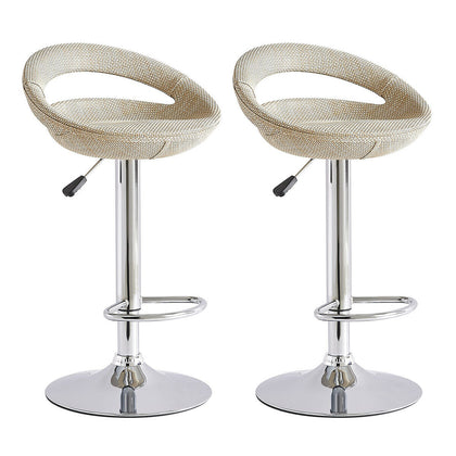 2x Linen Breakfast Barstools Bar Stools Swivel High Chair Lift Kitchen Bistro