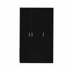 3 Door triple Wardrobe Matt Black - Bedroom Furniture Storage Cupboard UK