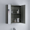 600mm Bathroom Mirror Cabinet 2 Door Storage Cupboard Wall Mounted Charcoal Grey