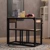 Retro Wooden Dining Table Chairs Set 3pcs Compact Kitchen Furniture Metal Legs