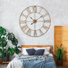60CM Large Skeleton Roman Wall Clock Big Numerals Giant Open Metal Round Face UK