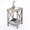 Side & End Table w Shelf Metal X Frames & Corners Square Bedside Table Driftwood