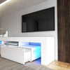 Large 200CM TV Unit High Gloss White Front - RGB LED Lights- TV Stand Cabinet