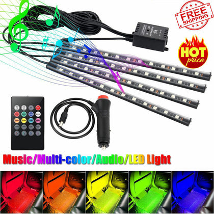 4x RGB LED 8Color Under Car Tube Strip Underglow Neon Light Wireless Remote 12V