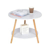 2 tier Round Coffee Table Side Table End Table Storage Rack Living Room White BN