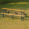 Outdoor Garden Wooden Beer Table Bench Folding Steel Legs Picnic Party Furniture
