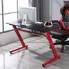 Spacious Gaming Desk Home Racing w/ Steel Frame Cup Headphone Holder Hook Red PC