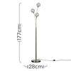 Modern Floor Lamp Light 3 Way Brushed Chrome Lighting Wire Globe Shades LED Bulb