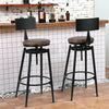 Industrial Tall Bar Stools High Seat Comfort with Backrest Rustic Brown & Black