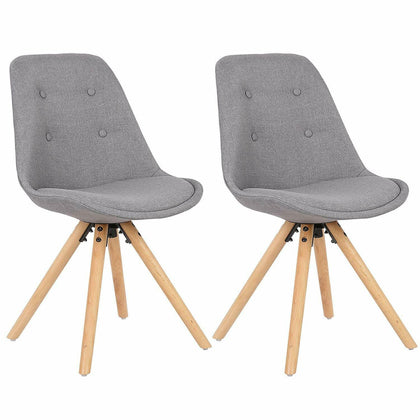 2x Dining Chairs Retro Wooden Legs Chair Plastic Home Office Room Study Grey