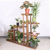Heavy Duty Wood Plant Stand Flower Display Shelf Outdoor Rack w/ Supporting Rod