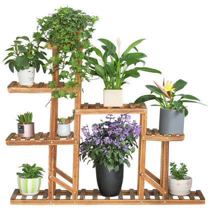 Steady Vertical Wood Plant Stand 5-Tier Flower Pot Shelf for Livingroom Balcony