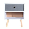 Bedside Rack with Shelf Drawer Nightstand White Grey Cabinet Side Table Storage