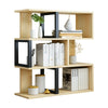 Modern Wood Bookcase Bookshelf S Shape 3 Tier Shelves Free Standing Storage Unit