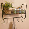 Vintage Style Black Metal Wall Shelf Unit Hooks Rack Home Storage Kitchen Decor