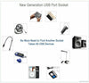 Double Wall Plug Socket 2 Gang 13A w/ 2 USB Charger Port Outlets Black Plate UK