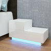 High Gloss 2 Drawer Sofa Side End Table/Bedside Cabinet Table Small Desk RGB LED