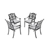 5XCast Aluminium Furniture Bistro Set Garden Outdoor Table & 4 Chair w/Cushion